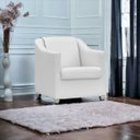Ver imagem 2 de Poltrona Decorativa para Sala Manicure Consultório Mila Corino Branco Pés de Plástico Cromado