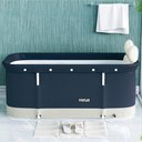 Ver imagem 6 de Banheira Ofurô Dobrável Portátil Retangular PVC Com Encosto Inflável Azul VG+