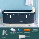 Ver imagem 3 de Banheira Ofurô Dobrável Portátil Retangular PVC Com Encosto Inflável Azul VG+