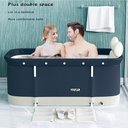 Ver imagem 4 de Banheira Ofurô Dobrável Portátil Retangular PVC Com Encosto Inflável Azul VG+