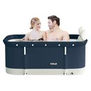 Ver imagem 1 de Banheira Ofurô Dobrável Portátil Retangular PVC Com Encosto Inflável Azul VG+