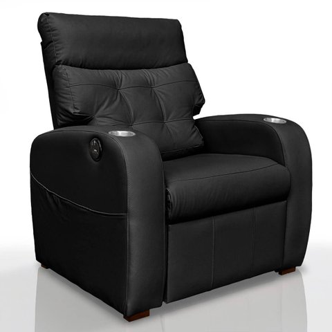 Poltrona do Papai Reclinável com Massagem Londres Corino Preto
