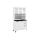 Ver imagem 1 de Kit de Cozinha Compacta Múltipla c/ 6 Portas (3 c/ Vidro) e 2 Gavetas 105cm Branco - Bertolini