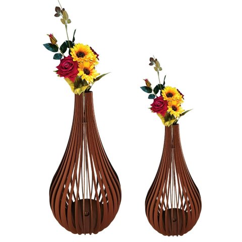Vaso de Chão Decorativo Grande Capadócia Mdf:marrom/kit com 2 - 90x40cm e 75x40cm