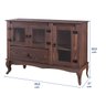 Balcão Buffet Aparador 3 Portas 1 Gaveta Portas de Vidro Pés Luiz Xv D125 - Imbuia Rustic - 4