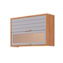 Ver imagem 1 de Armário Aéreo P/ Cozinha Eloise C/ 2 Portas Basculante C/ Vidro Reflecta 120cm Cinamomo/platina -