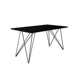 Mesa Jantar Retangular Industrial Trama 1,50x0,90m Preta com 6 Cadeiras Estofadas Marrom e Preta Vit - 4