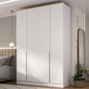 Ver imagem 1 de Guarda Roupa 160cm 4 Portas C/ Prateleiras e Nichos 100% Mdf Cor:branco com Olmo