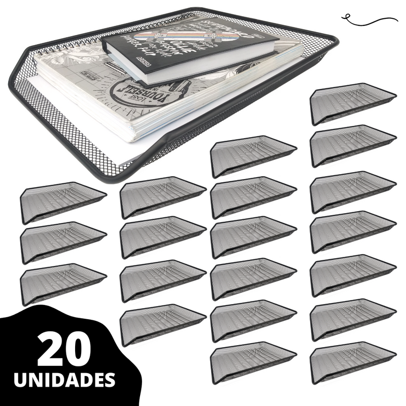 Kit 20 Bandeja Organizadora Multiuso Mesa Escritório Preta - 8