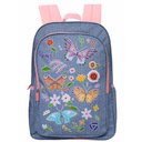 Ver imagem 1 de Mochila Escolar Costas Feminina Menina Juvenil Jeans Grande Borboleta Rosa Roxo Impermeável Yins