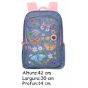 Ver imagem 6 de Mochila Escolar Costas Feminina Menina Juvenil Jeans Grande Borboleta Rosa Roxo Impermeável Yins
