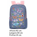 Ver imagem 2 de Mochila Escolar Costas Feminina Menina Juvenil Jeans Grande Borboleta Rosa Roxo Impermeável Yins