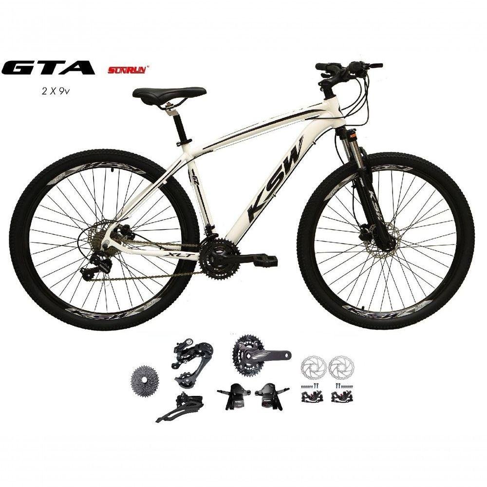 Bicicleta Aro 29 Ksw Xlt Kit 2x9 Gta Sunrun Freio Disco K7 11/36 Pedivela 24/38d Garfo com Trava - - 1