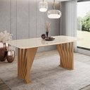 Ver imagem 1 de Mesa de Jantar Adriana 180 Cm Ambiente Canto Arredondado com Vidro Nature Off White - Henn