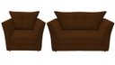 Ver imagem 1 de Kit Namoradeira + 1 Poltrona Decorativa Isis Suede Marrom Pés Madeira Ms Decor