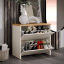 Ver imagem 5 de Sapateira Banco Organizadora 2 Portas Basculantes Mel - Off White / Freijó