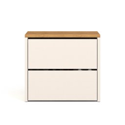 Sapateira Banco Organizadora 2 Portas Basculantes Mel - Off White / Freijó - 1