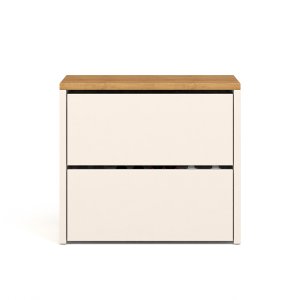 Sapateira Banco Organizadora 2 Portas Basculantes Mel - Off White / Freijó