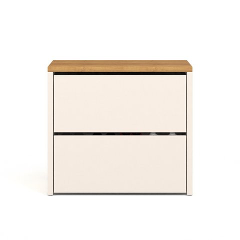 Sapateira Banco Organizadora 2 Portas Basculantes Mel - Off White / Freijó