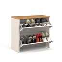 Ver imagem 3 de Sapateira Banco Organizadora 2 Portas Basculantes Mel - Off White / Freijó