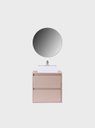 Ver imagem 4 de Gabinete para Banheiro com Cuba e Espelho Redondo 60cm Mdf Rosa Dubai - On Móveis