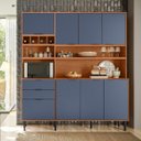 Ver imagem 1 de Armário de Cozinha 7 Portas 3 Gavetas e Adega para 4 Garrafas Viena Jequitibá/azul Lord - Lukaliam