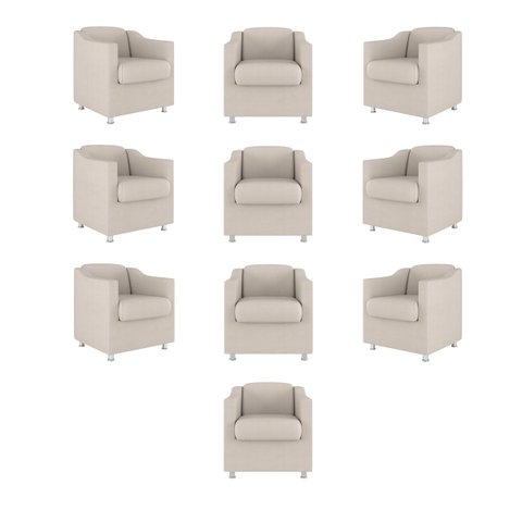 Kit 10 Cadeira Poltronas Decorativas Recepção Clinica Suede Cor:bege
