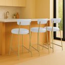 Ver imagem 2 de Banqueta Cozinha Média com Encosto Industrial Champanhe Kit 3 Londres Pu Branco D03 - D'Rossi