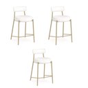 Ver imagem 1 de Banqueta Cozinha Média com Encosto Industrial Champanhe Kit 3 Londres Pu Branco D03 - D'Rossi