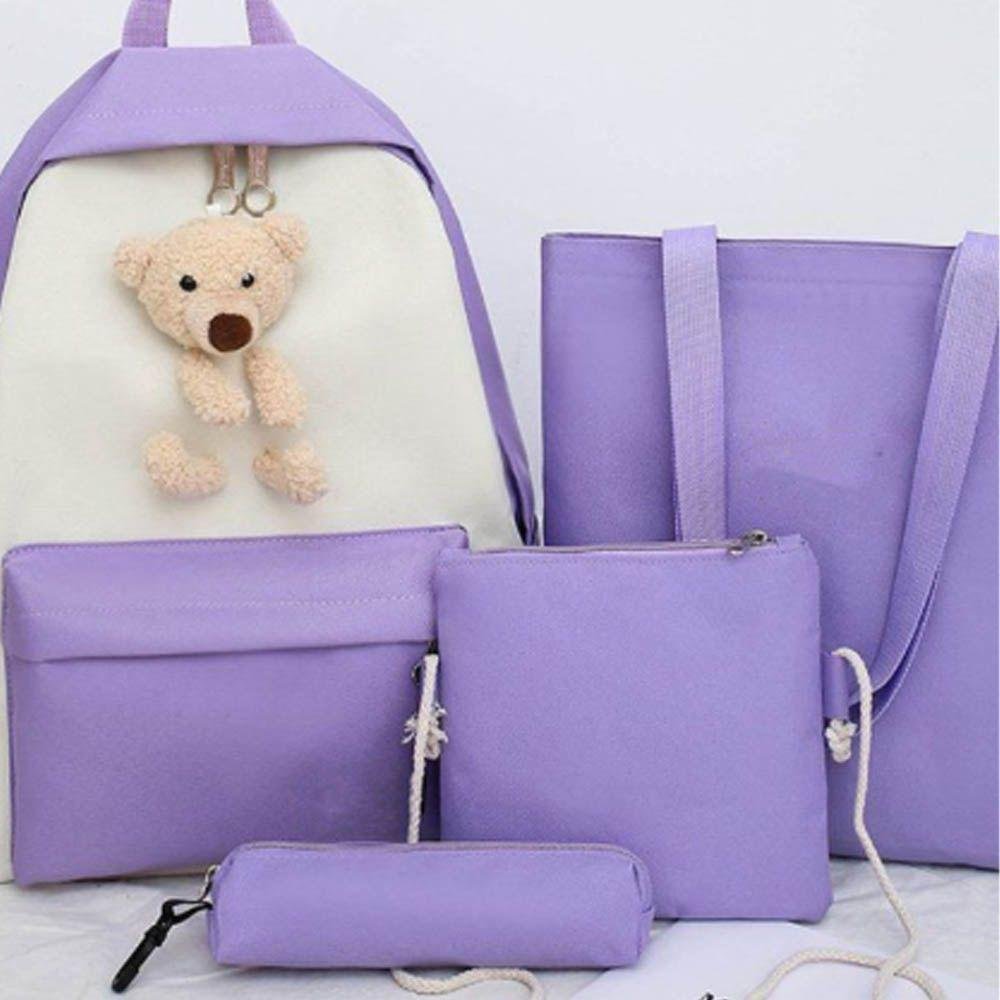 Kit Mochila Ursinho 4 em 1 Multifuncional Impermeável Necessaire Estojo Bolsa Maternidade Unissex - 2