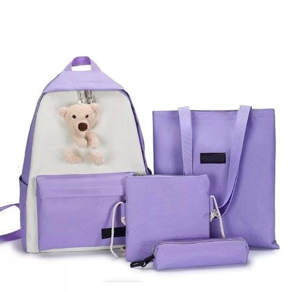 Kit Mochila Ursinho 4 em 1 Multifuncional Impermeável Necessaire Estojo Bolsa Maternidade Unissex - 1