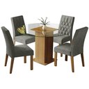 Ver imagem 2 de Conjunto Sala de Jantar Mesa Tampo de Vidro Redondo 4 Cadeiras Rustic/silver Irene Madesa