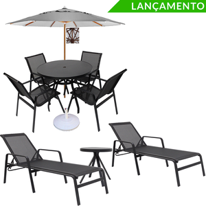 Kit Móveis Piscina de Hotéis e Condomínios com Mesa e Espreguiçadeiras