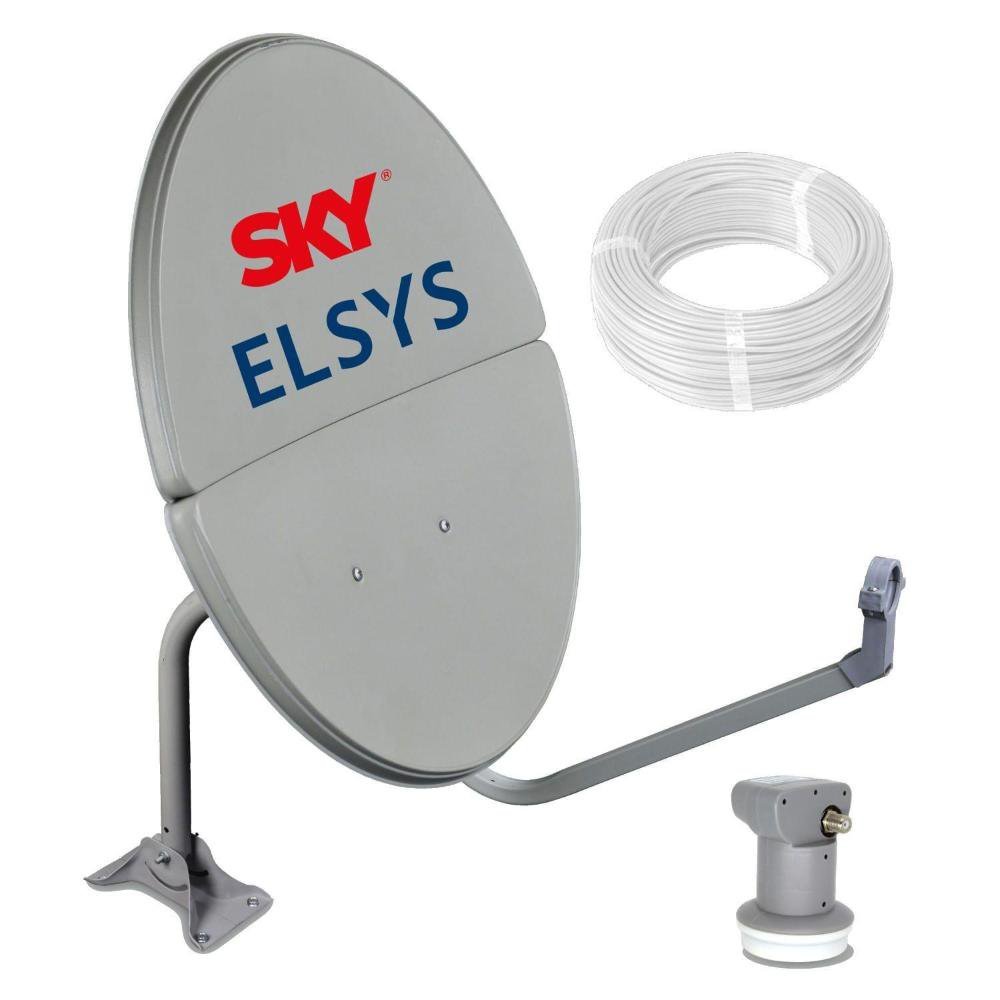 Kit Antena Parabólica Banda Ku Sky Bipartida 60cm c/ Lnb Simples e Cabo