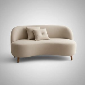 Sofa Curvo Organico 2 Lugares Suede - Dritex:suede Bege