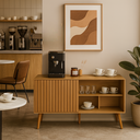 Ver imagem 2 de Aparador Buffet Trancoso Portas de Madeira Ripada Tampo Mdf para Sala de Jantar Cantinho do Café