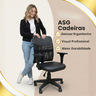 Cadeira de Escritório Ergonômica Apoio Lombar Preta Tela Nr17 Confortável com Rodinha - 5
