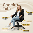 Ver imagem 3 de Cadeira de Escritório Ergonômica Apoio Lombar Preta Tela Nr17 Confortável com Rodinha
