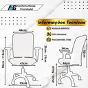 Ver imagem 4 de Cadeira de Escritório Ergonômica Apoio Lombar Preta Tela Nr17 Confortável com Rodinha