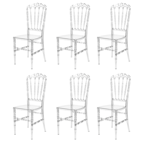 Kit 6 Cadeiras Royal Policarbonato Sala Cozinha Jantar Restaurante Eventos Festas - Mercado Cadeiras