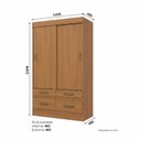 Ver imagem 3 de Guarda-Roupa Flex 2 Portas de Correr 4 Gavetas Marel Cinamomo/Off White