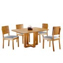 Ver imagem 1 de Conjunto Sala de Jantar 4 Lugares Vitoria e Madeira Maciça Amendoa Móveis Mix