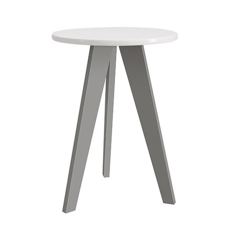 Mesa de Canto Prince Branco Fosco com Pés Cinza - Reller Móveis