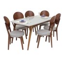 Ver imagem 4 de Mesa de Jantar Leiri com Vidro - 0076 Mmj-nc Nc-pinhão/vidro Branco 1,60m