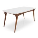 Ver imagem 1 de Mesa de Jantar Leiri com Vidro - 0076 Mmj-nc Nc-pinhão/vidro Branco 1,60m