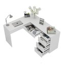 Ver imagem 4 de Escrivaninha em L com Mesa Escritório 5 Gavetas 152cm Branco