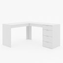 Ver imagem 2 de Escrivaninha em L com Mesa Escritório 5 Gavetas 152cm Branco