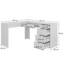 Ver imagem 3 de Escrivaninha em L com Mesa Escritório 5 Gavetas 152cm Branco