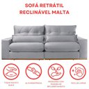 Ver imagem 7 de Sofá Retrátil Reclinável 250 cm Malta Veludo Cinza Claro Yescasa