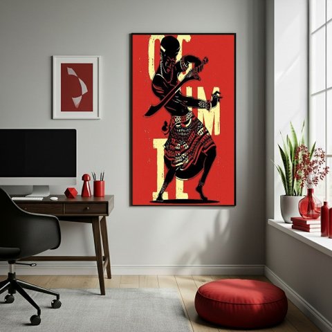Quadro Poster Candomblé Ogum - 70x50cm:moldura Preta